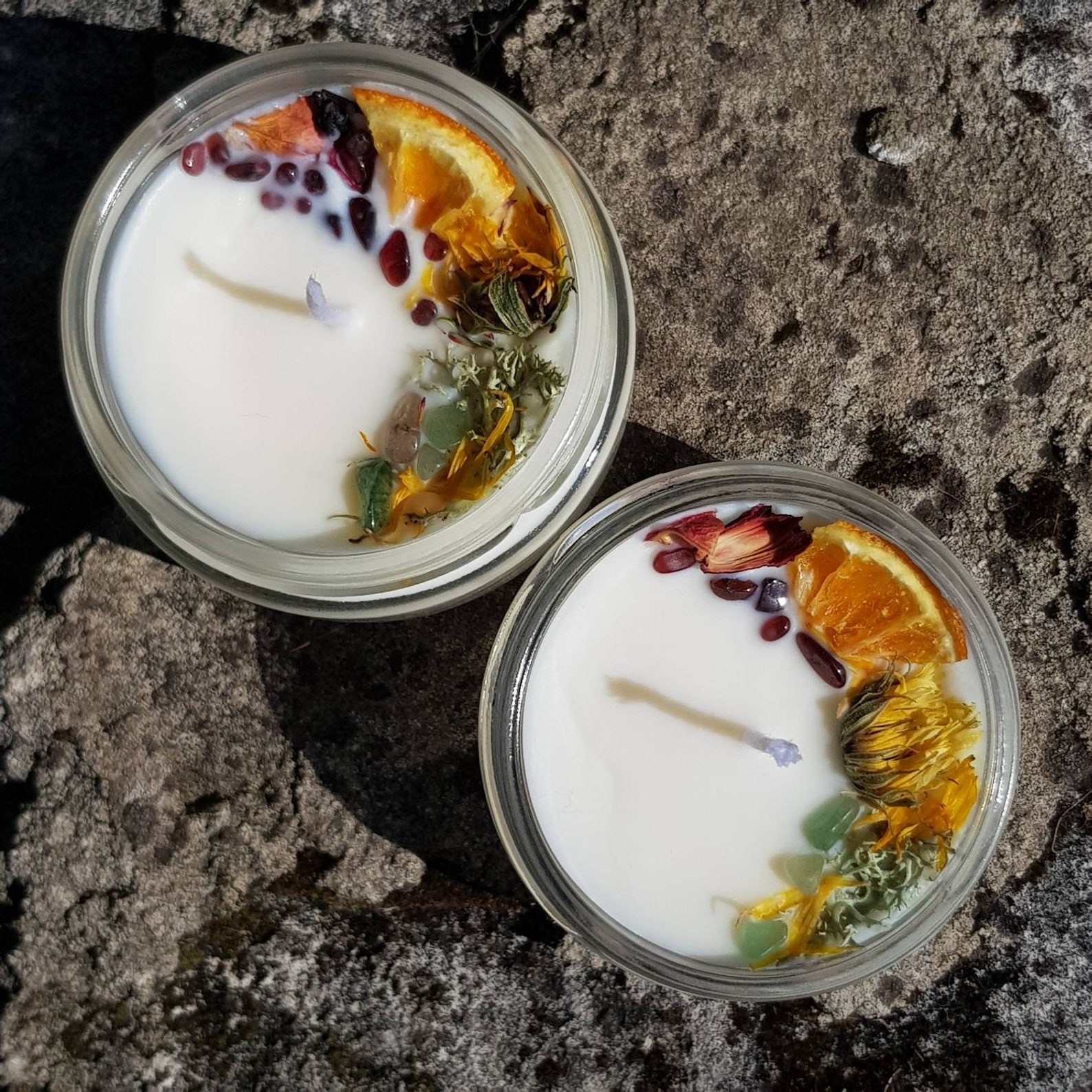 Citrus scented rapeseed wax candle with and aventurine Etsy