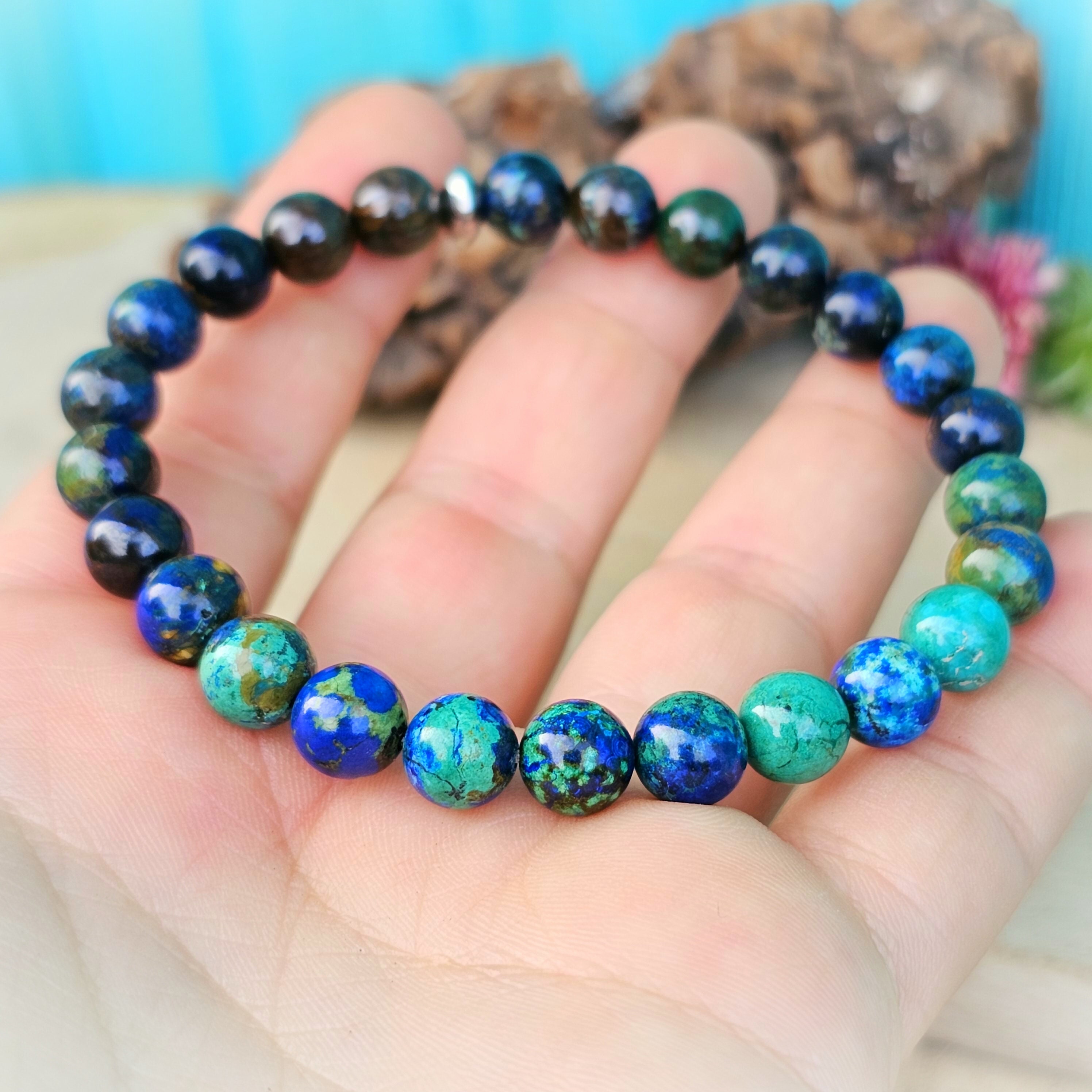 Earth Star™ Bracelet: Azurite-Malachite with Blue Sapphire & Emerald -  Gemstone Therapy Institute