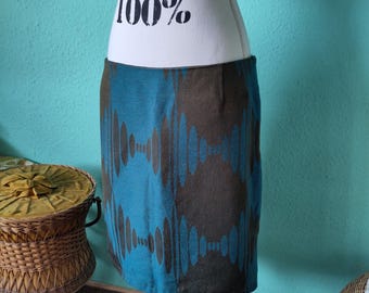 Vintage 70er Jahre Rock aus Vorhangstoff - Einzigartiger Upcycling Retro-Stil – Umweltfreundliche Mode – Größe 38