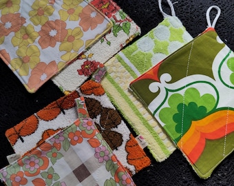 Handgefertigte Spültücher aus upgecycelten Stoffen - Umweltfreundliche Waschlappen - farbenfrohe Topflappen und Untersetzer
