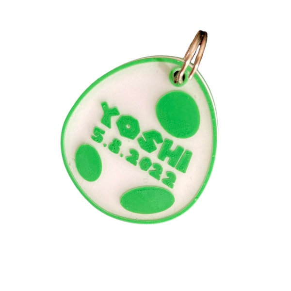 Gifts for Pets: Yoshi Dog Tag, May Birthday, Medical and Emergency ID Animal Tag, Custom Engraved Mario and Yoshi Dog Costume Accessories