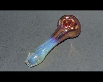 Glass Pipe Silver and Gold Fumed Purple Pink and Blue Color Changing Smoking Bowl Handblown in Eugene Oregon