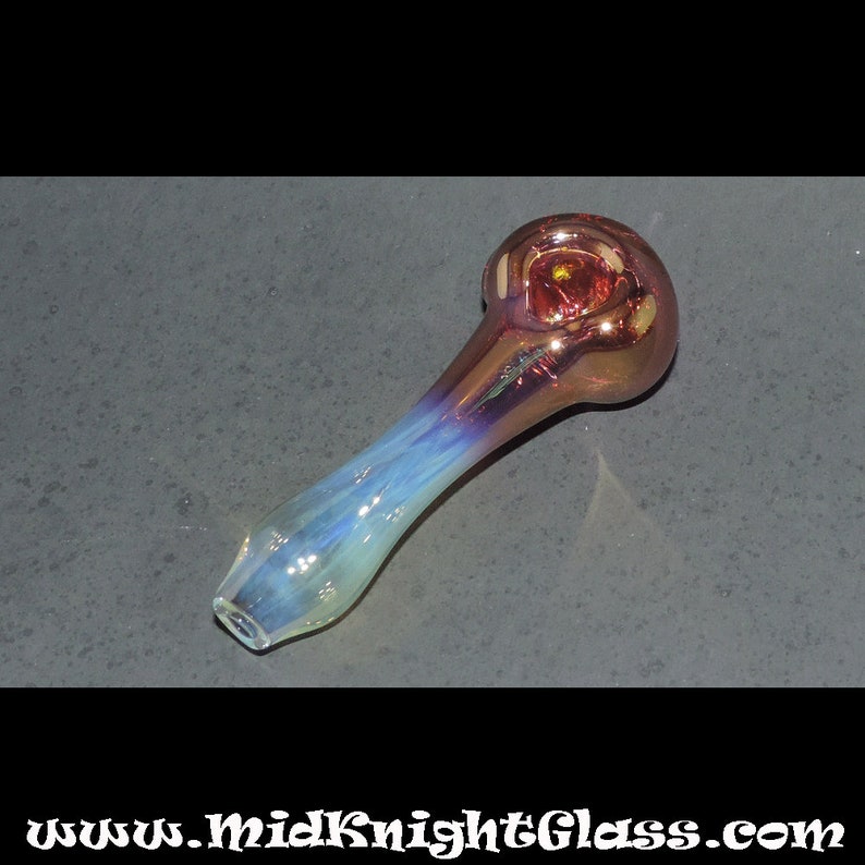 Glass Pipe Silver and Gold Fumed Purple Pink and Blue Color Changing Smoking Bowl Handblown in Eugene Oregon image 1