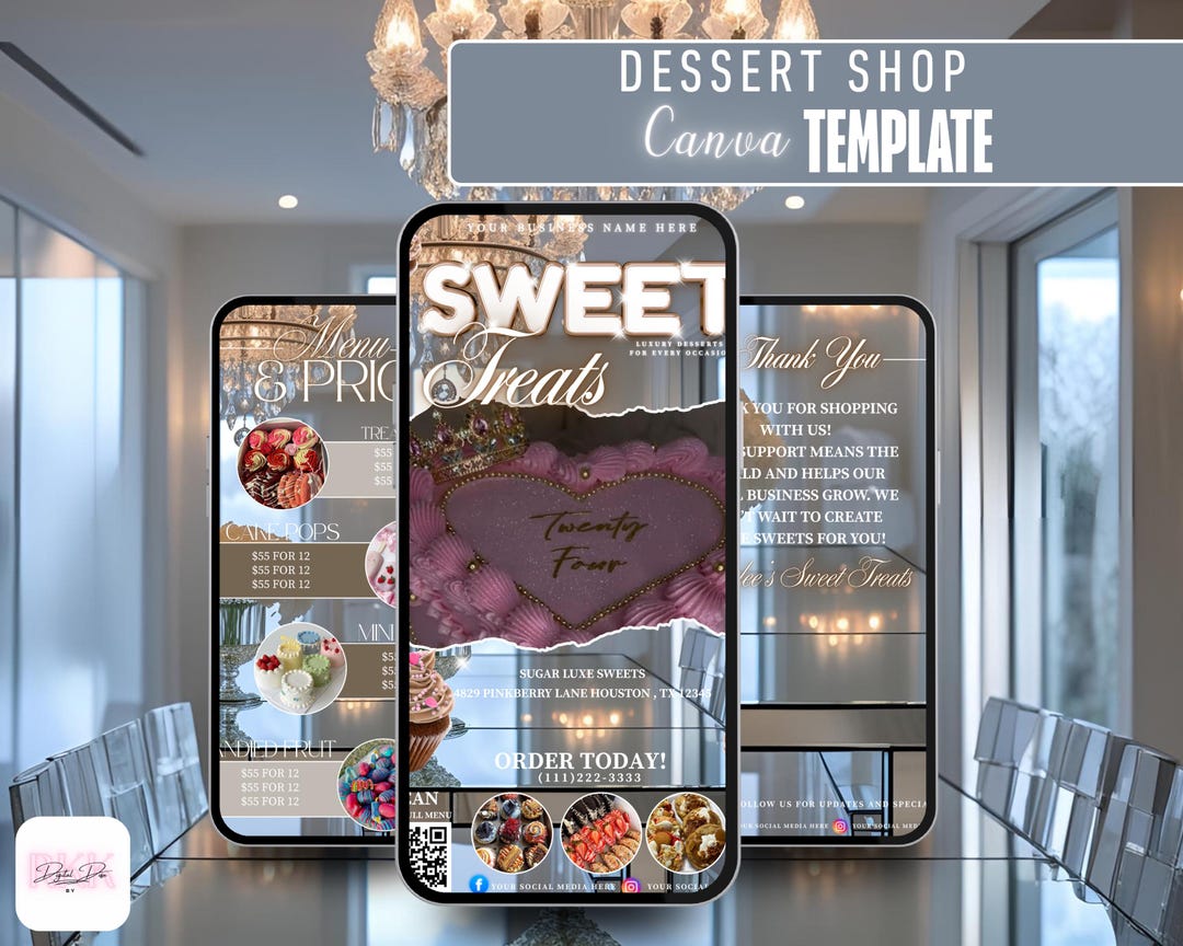 Editable Sweet Treats Flyer | Dessert Shop Canva Template - Etsy