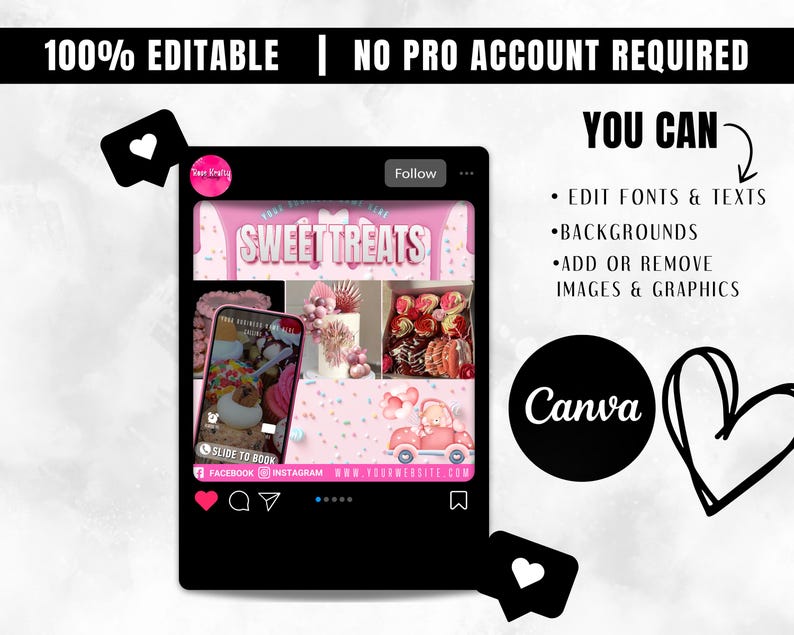 Editable Sweet Treats Flyer Template: Pink Sprinkle Dessert Menu (canva ...