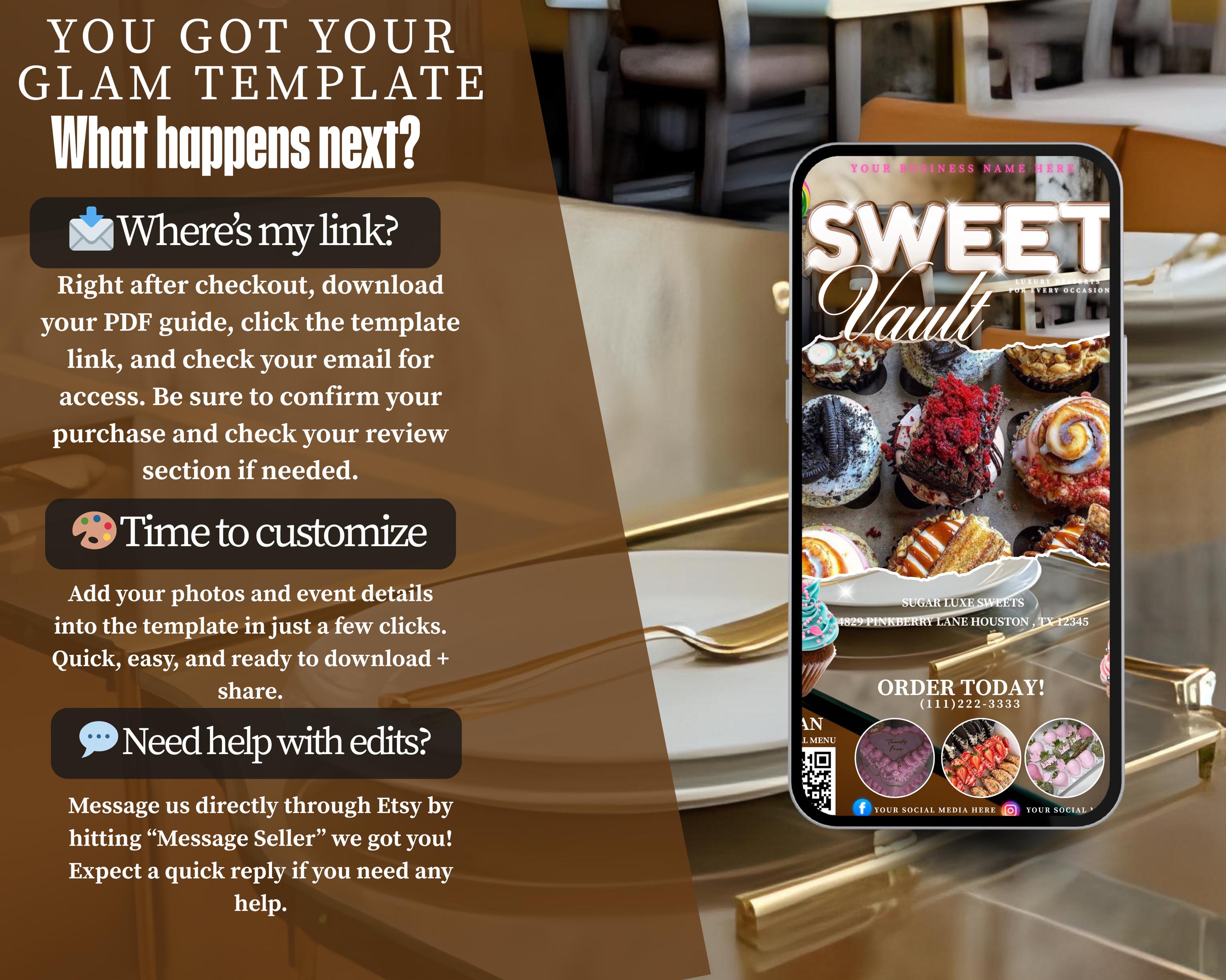Editable Sweet Treats Flyer Template | Dessert Shop Canva Design - Etsy