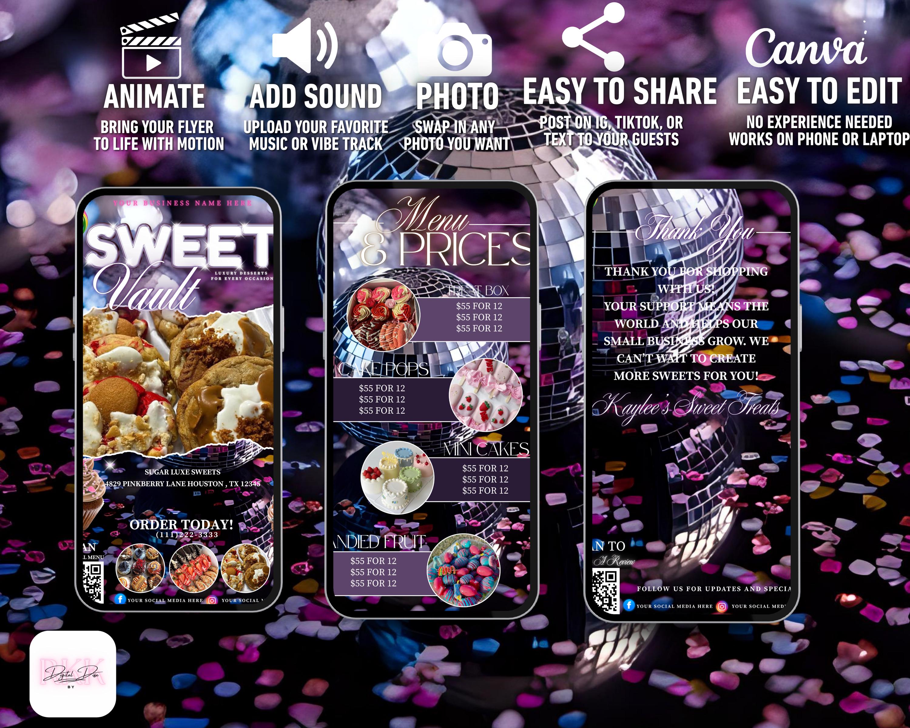 Editable Sweet Treats Menu Flyer Template (canva Design) - Etsy