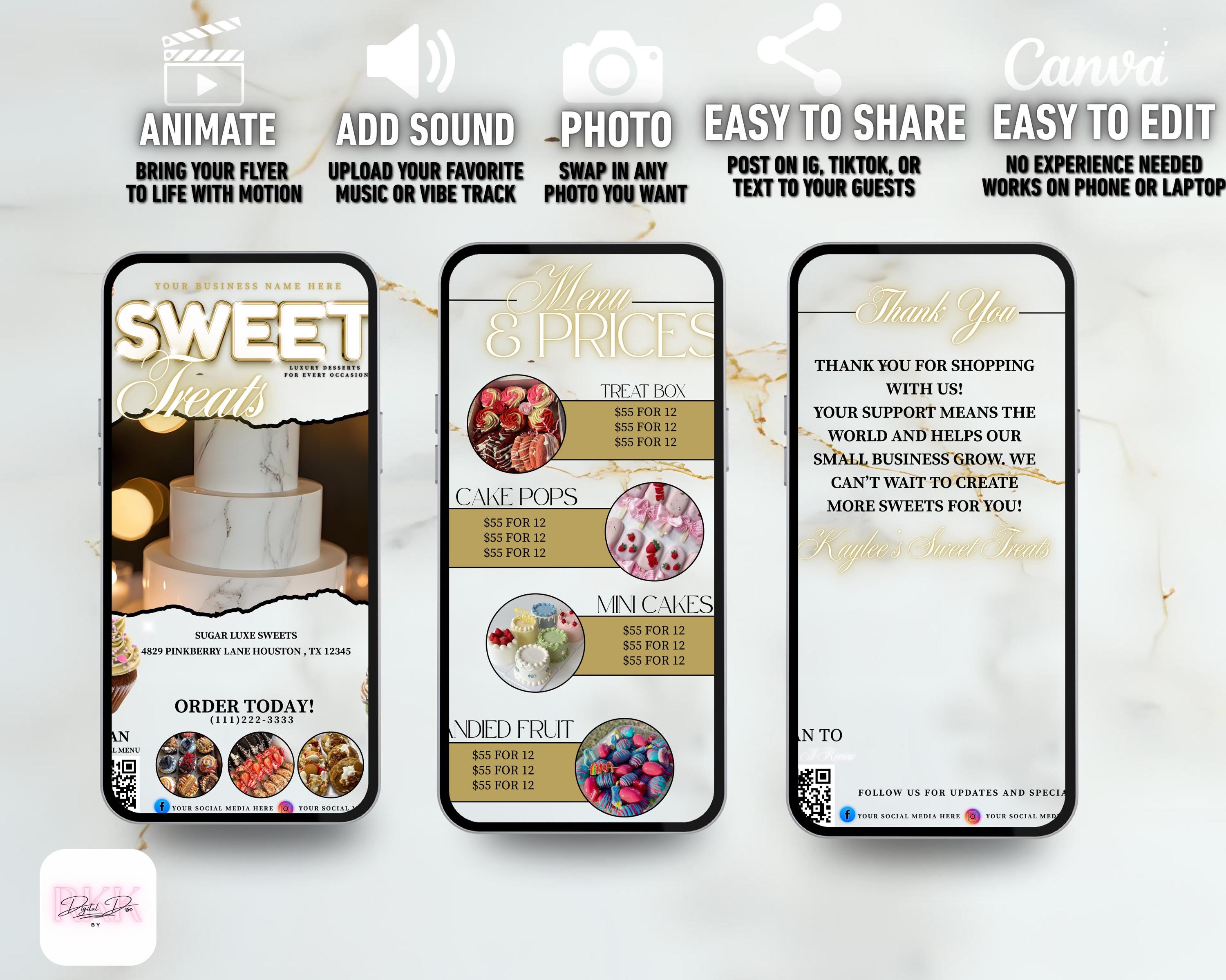 Editable Sweet Treats Flyer Template, Dessert Shop Canva Design - Etsy