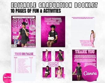 Editable Graduation Activity Booklet: Class of 2025 Magazine (Canva Template)
