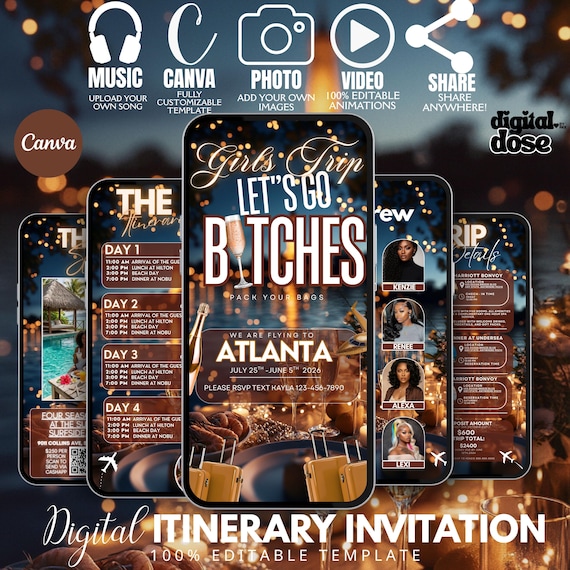Atlanta Girls Trip Itinerary | Editable Digital Travel Invite