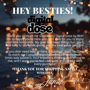 The image is a digital advertisement featuring a message from Jarita, expressing gratitude for the support of Digital Dose by RKK and the purchase of their products. The background of the image is a blurred, festive setting with lights, creating a warm and celebratory atmosphere.