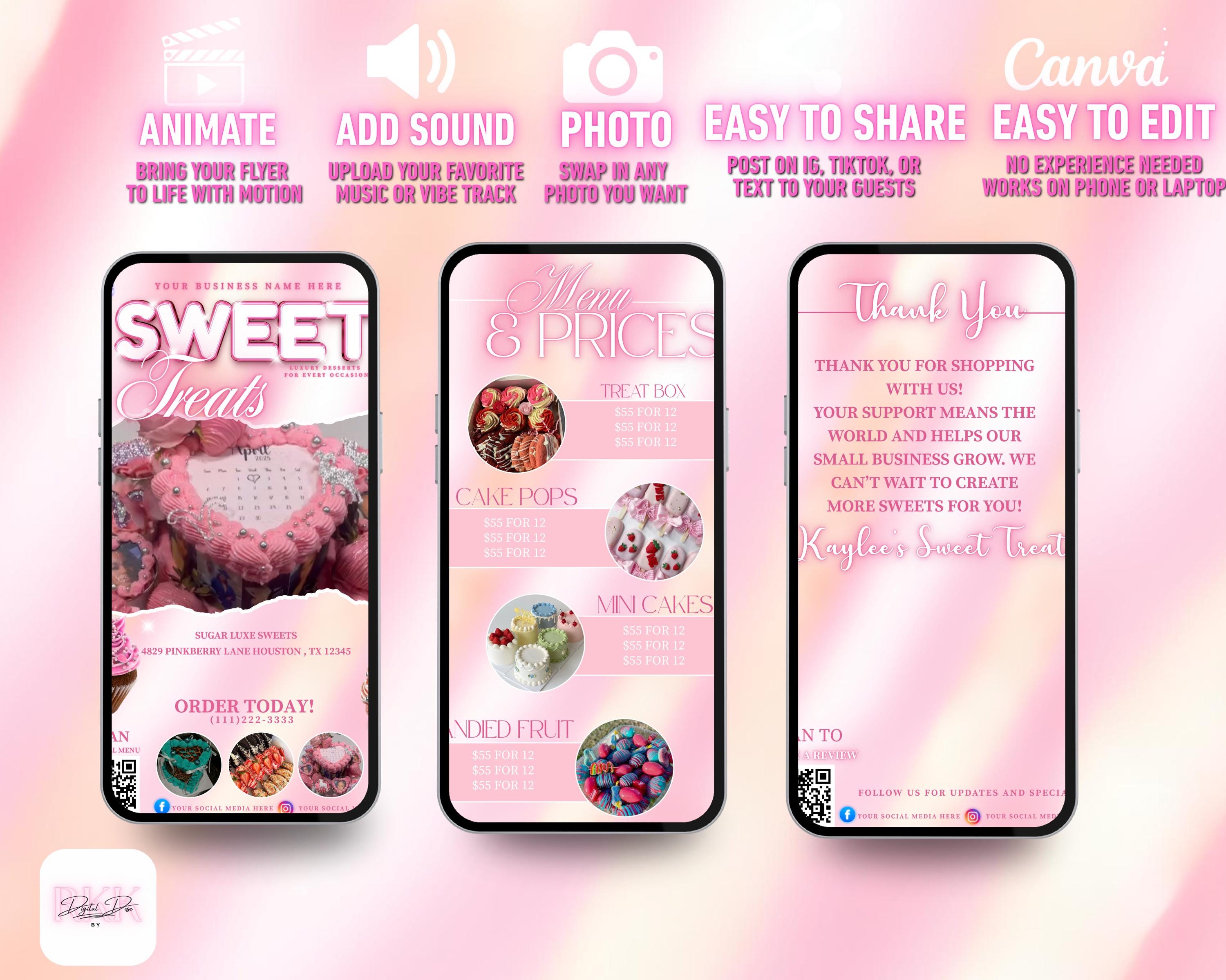 Editable Sweet Treats Flyer Template, Dessert Menu Canva Design - Etsy