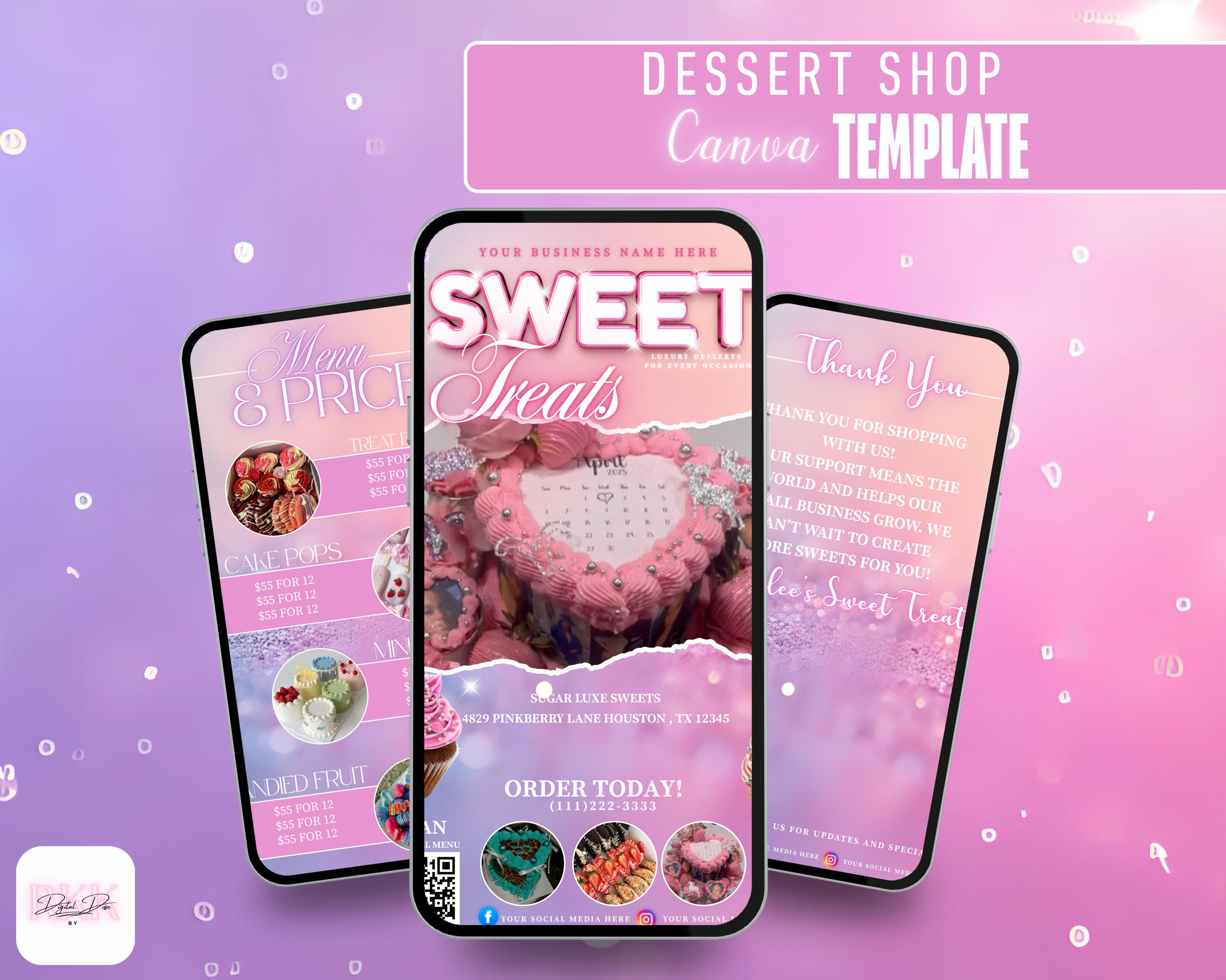 Editable Sweet Treats Menu Template | Canva Flyer Design - Etsy
