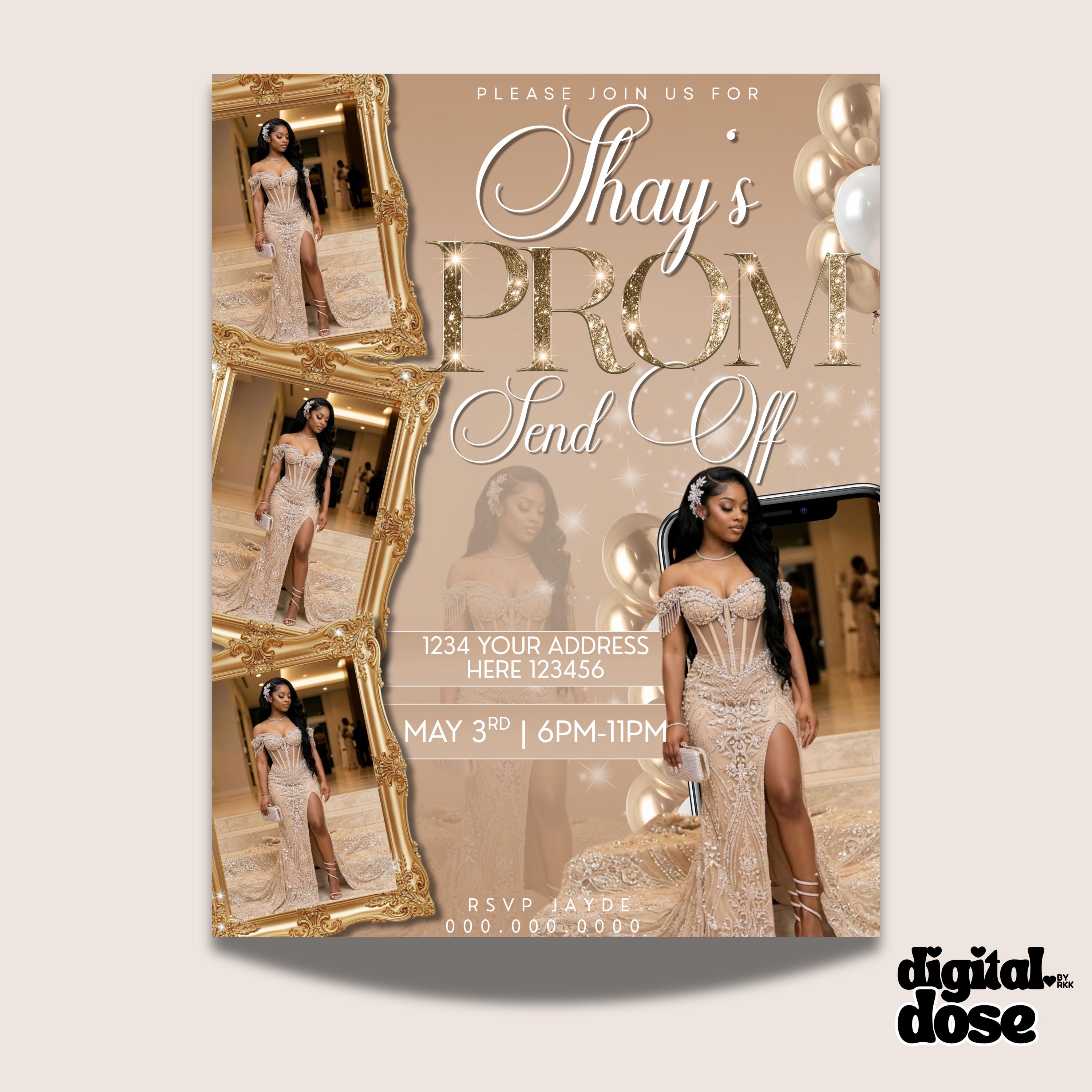 Editable Prom Send off Invitation Template Canva Digital Party Flyer ...