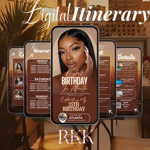The image is a digital flyer for a birthday celebration, featuring a large image of a woman's face and details of the event.