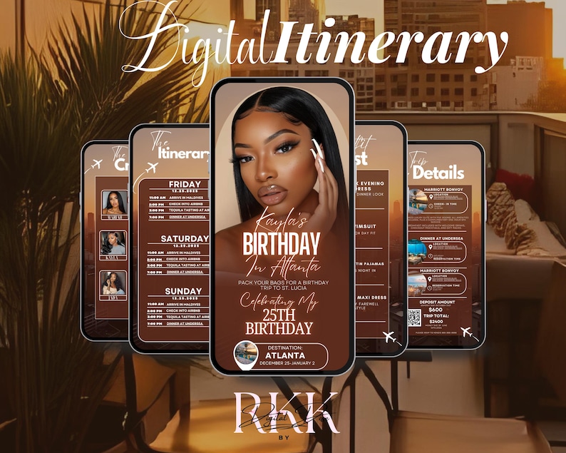 The image is a digital flyer for a birthday celebration, featuring a large image of a woman's face and details of the event.