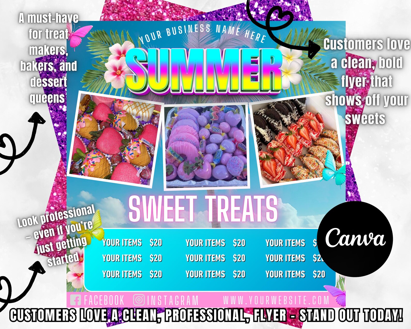 Editable Sweet Treat Menu Template: Canva Flyer, Dessert Promotion ...