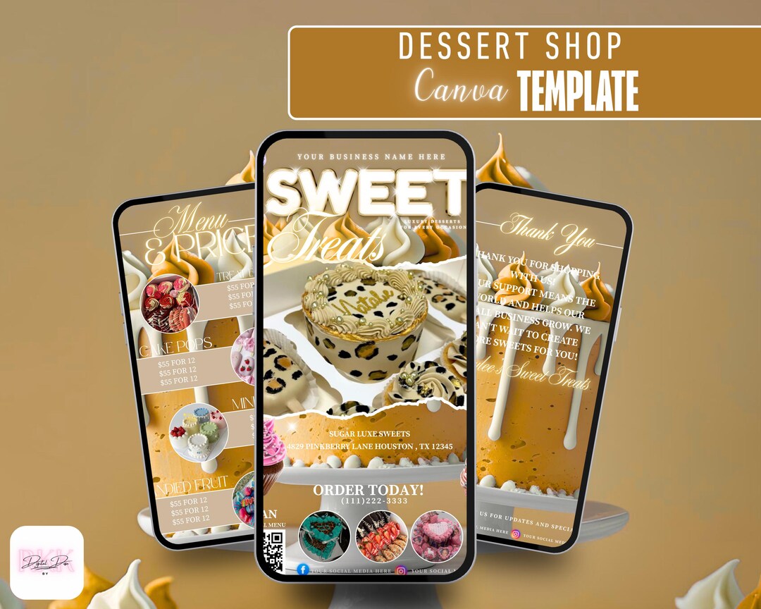 Editable Sweet Treats Flyer Template | Dessert Shop Canva Design - Etsy