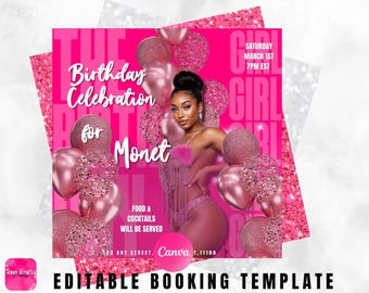 Birthday Invitation Template, Editable Canva Birthday Party Invite