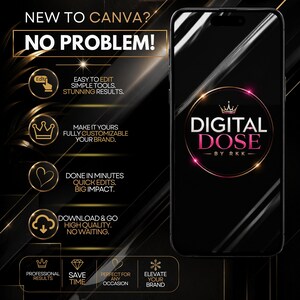 a cell phone with the text, new to canva? no problem