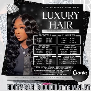 Luxury Hair Price List Template: Salon Flyer (Canva Editable, Instant Download)