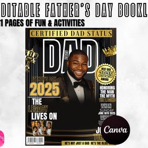 Father’s Day Activity Book for Kids & Adults – Editable Canva Magazine Template, Fun Printable Dad Gift, Instant Download