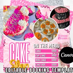 Cake Shop Menü Flyer Vorlage | Bearbeitbare Canva-Vorlage für Leckerbissen, Bäcker und Dessert-Hersteller