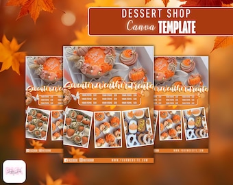 Editable Fall Dessert Shop Flyer Template: Autumn Bakery Menu (Canva Template)