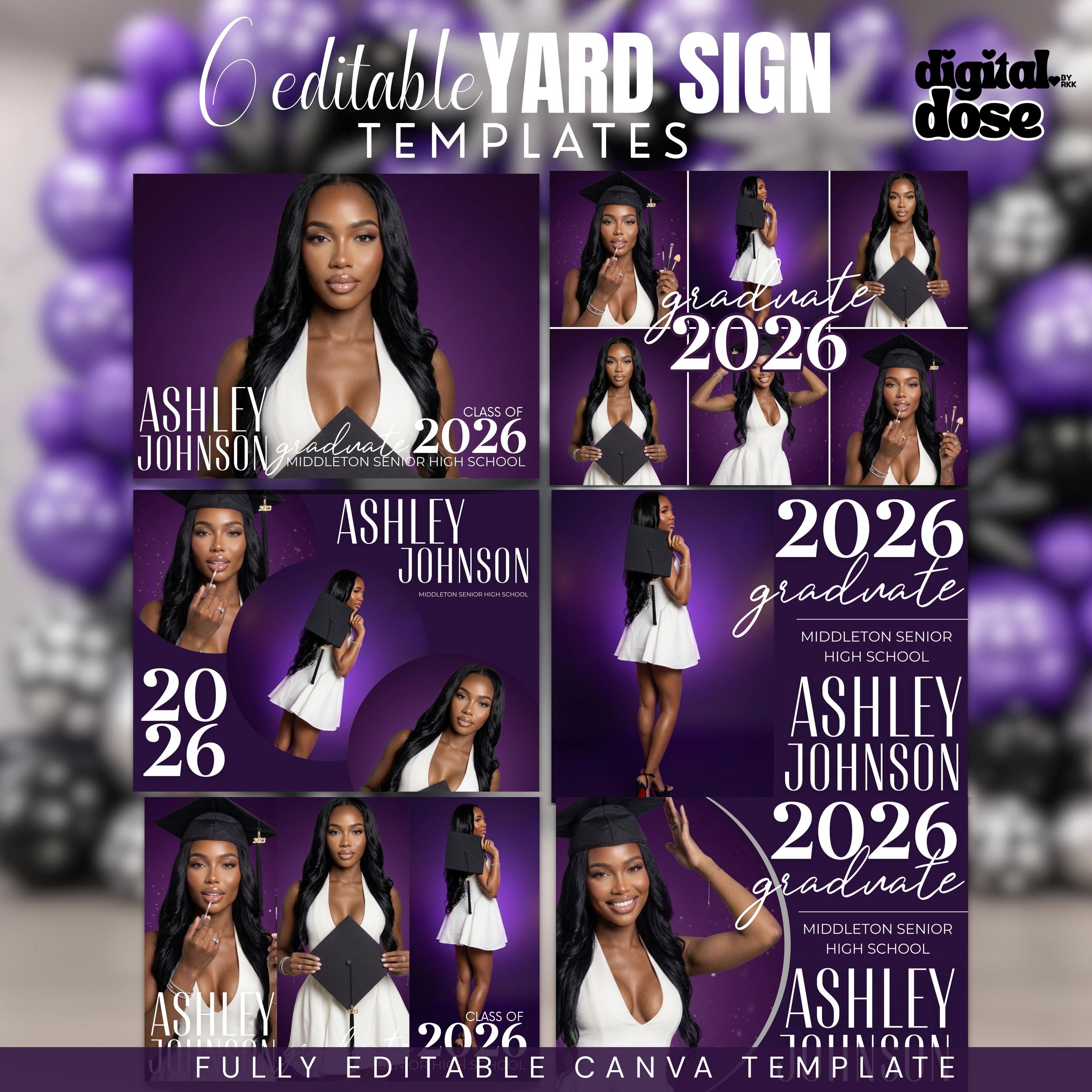 Blue Graduation Photo Yard Sign Template Canva Editable Senior Class ...