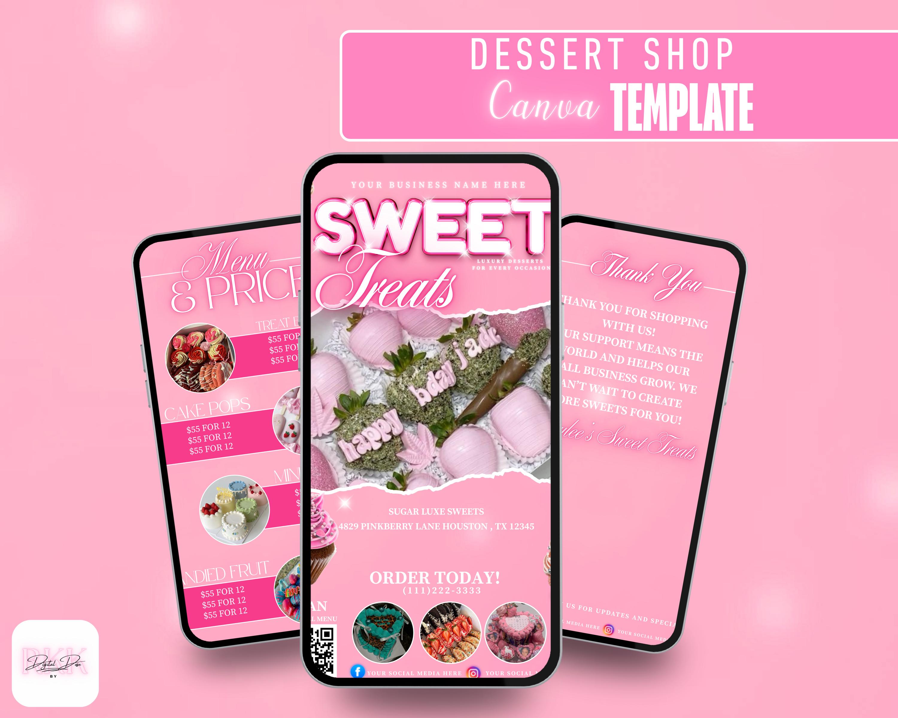 Editable Sweet Treats Flyer Template | Dessert Shop Canva Design - Etsy