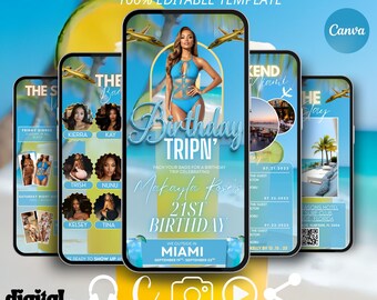 Birthday Trip Itinerary Template - Digital, Editable Canva Planner