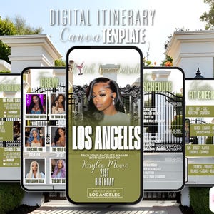 Los Angeles Birthday Trip Itinerary: Editable Canva Template (Digital Download)
