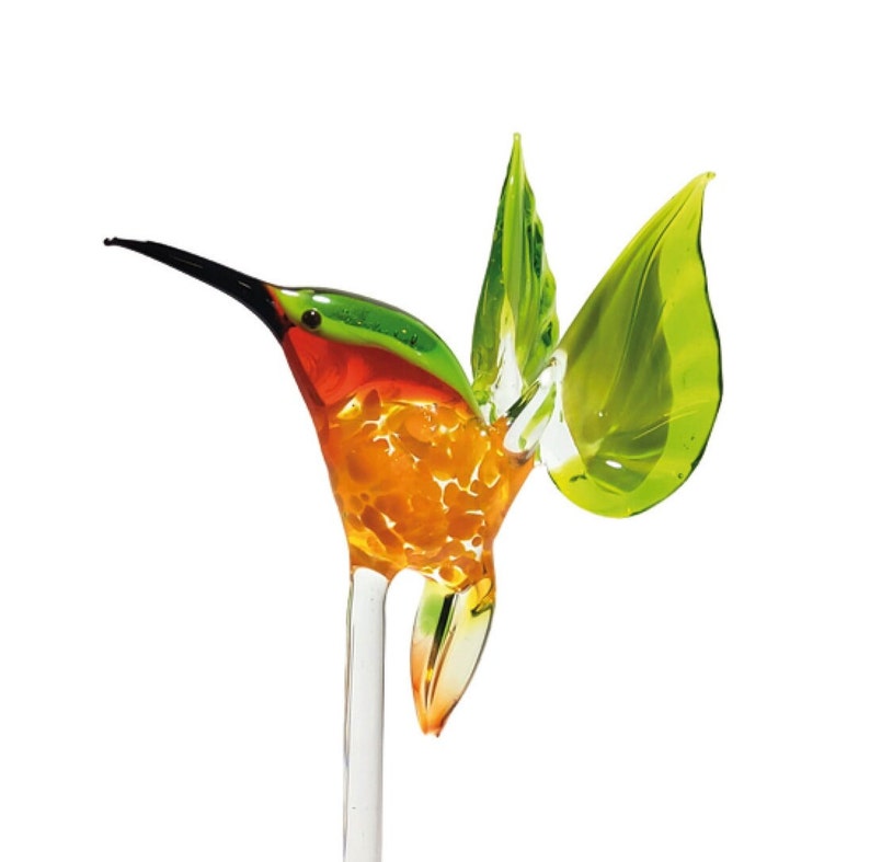 Decoration stick hummingbird yellow green orange image 3