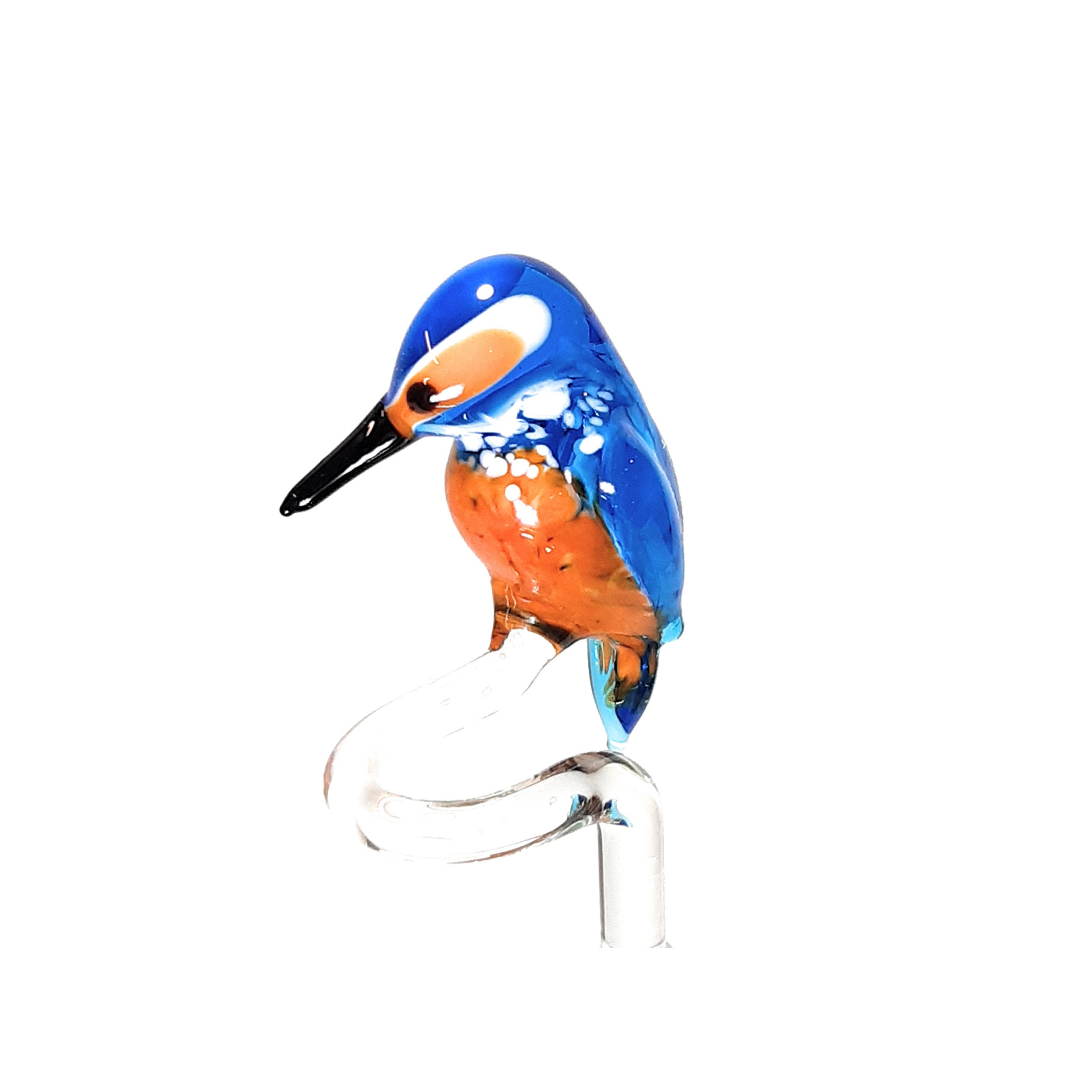 Decoratieve overl keramiek vogel specht wit/rood 14cm, incl. minibloem tuindecoratie figuur vogels handwerk