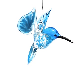 Kolibrie vliegend van glas - aquamarijn -