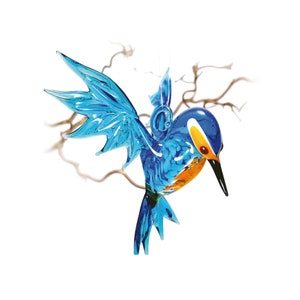 Kingfisher flying made of glass