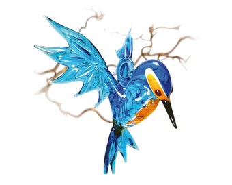 Kingfisher flying made of glass