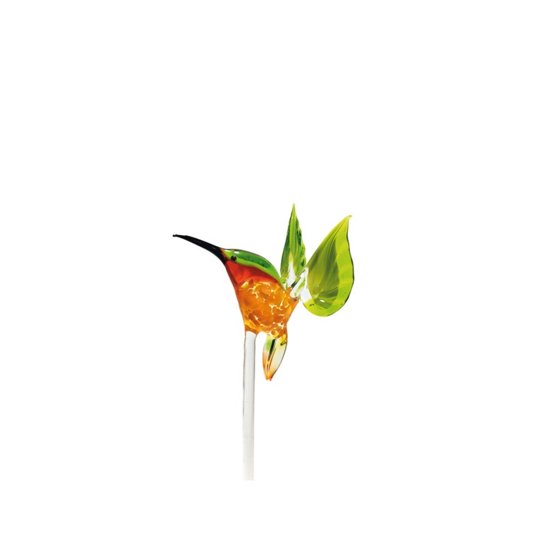 Decoration stick hummingbird yellow green orange image 2
