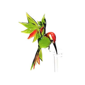 Orchideenstab/-halter aus Glas Kolibri groß fliegend grün (höhenverstellbar)