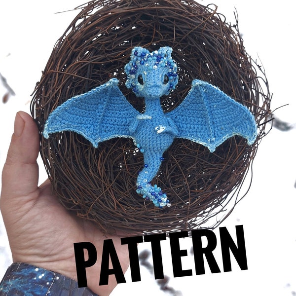 Crochet Dragon, crochet brooch, Amigurumi PATTERN, Animal brooch PDF