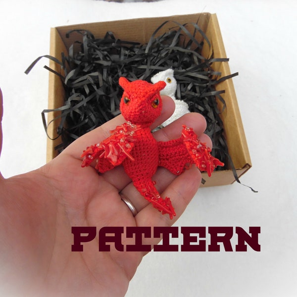 Patrón crochet broche dragón, Patrón crochet dragón, Broche dragón, Broche crochet, Broche animal Amigurumi Tutorial PDF, en inglés