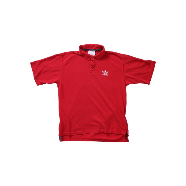 Vintage Red Adidas polo shirt / Adidas vintage t-shirt / Vintage Button down tshirt / vintage polo tee / adidas size M / 90s polo shirts