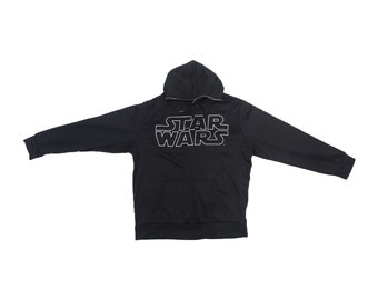 rare original Star Wars big logo hoodie / Vintage Star Wars hoodie / movie Star Wars apparel / Star Wars Hoodie / size L soft black hoodie