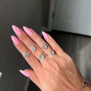 Green Fluorite Sized Rings in .925 Sterling Silver