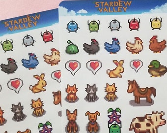 Stardew Valley Animals Planner Sticker Sheet, Junimo, Slime, Stardew Stationary, Decal Set