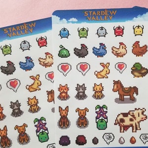 Stardew Valley Animals Planner Sticker Sheet, Junimo, Slime, Stardew Stationary, Decal Set