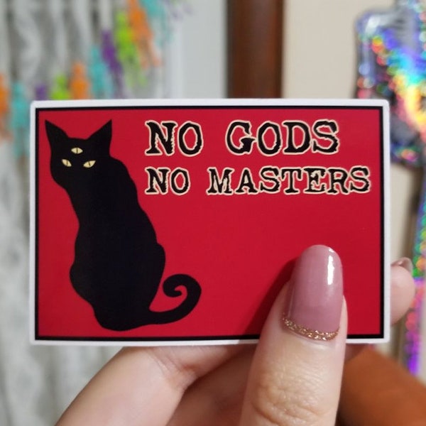 No Gods No Masters Sticker, Punk Anarchy Cat Vinyl