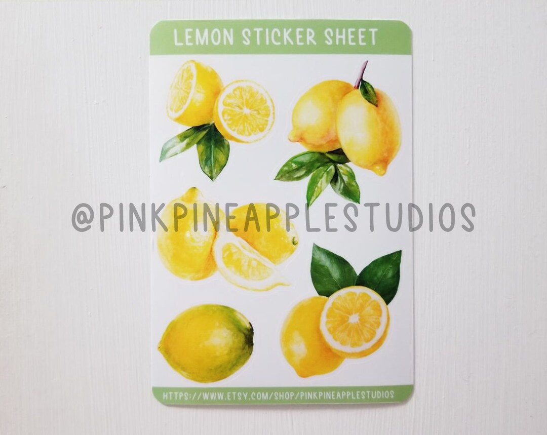 Large Lemon Sticker Watercolor Lemon Sticker Set, Lemon Stickers, Fruit Vinyl Decals - Etsy