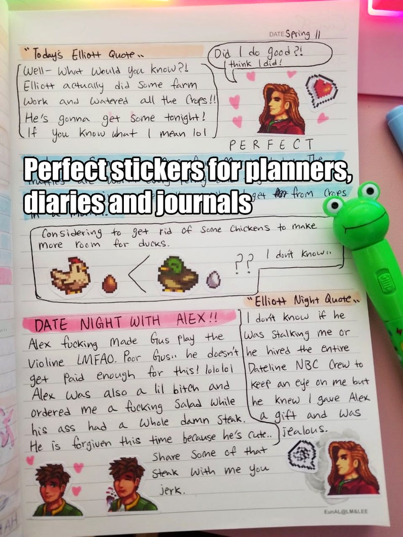 Stardew Valley Alex Planner Sticker Sheet, Stardew Stationary, Decal ...