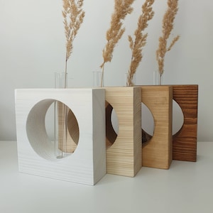 Vase Holz Reagenzglas Holzständer Blumenvase Pflanzen Vermehrung